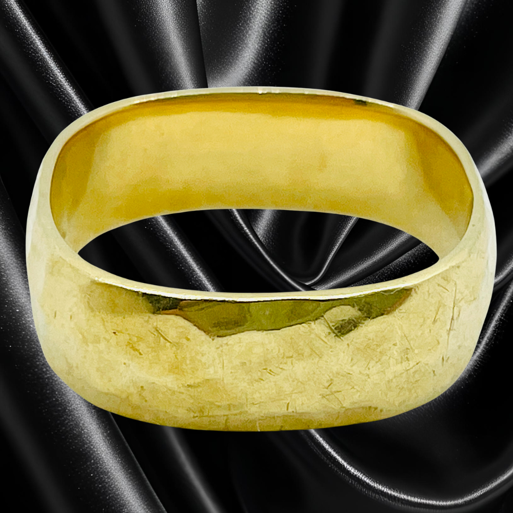 18Kt Yellow Gold Custom Handmade "ROSS HAYNES" Hammered Wedding Band