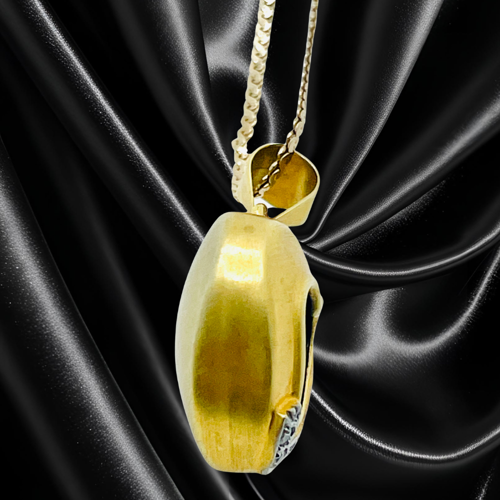 14Kt Yellow Gold "Evil Eye" Puff Heart Cubic Zirconia Pendant with 10Kt Yellow Gold Chain - Image 3