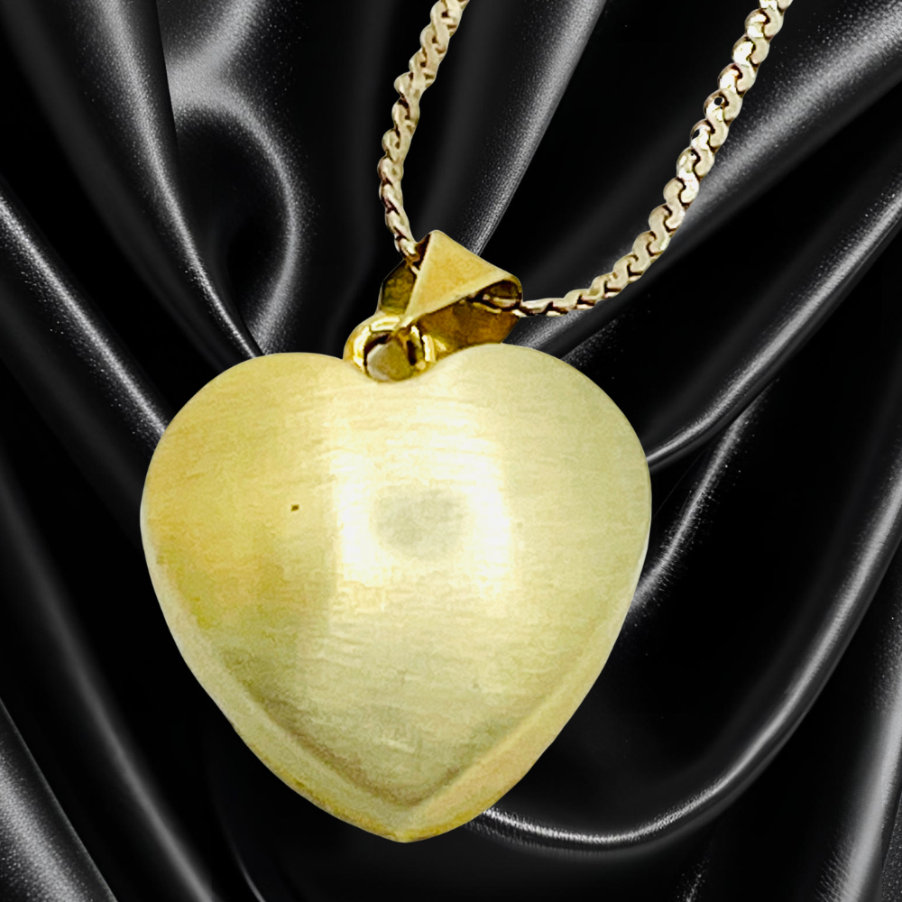 14Kt Yellow Gold "Evil Eye" Puff Heart Cubic Zirconia Pendant with 10Kt Yellow Gold Chain - Image 2